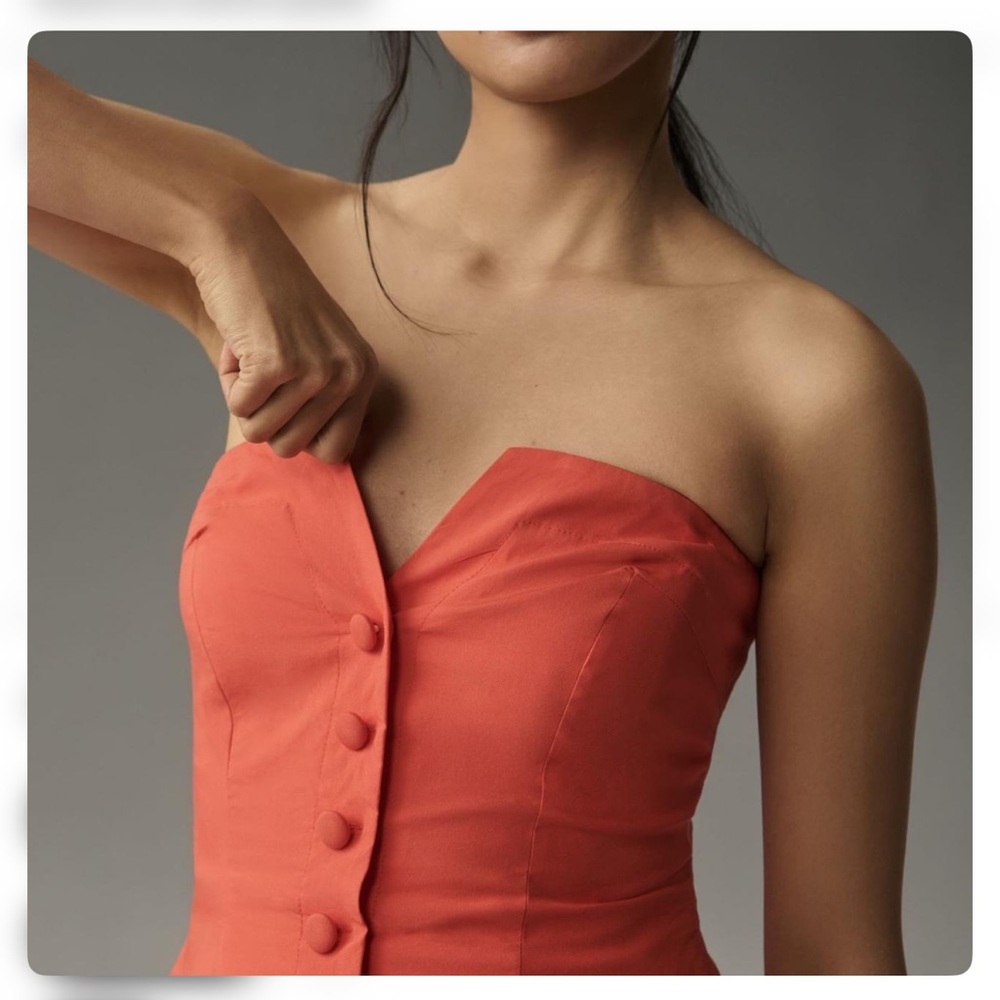 Anthropologie Maeve Midi Orange Dress - Picture 3 of 5